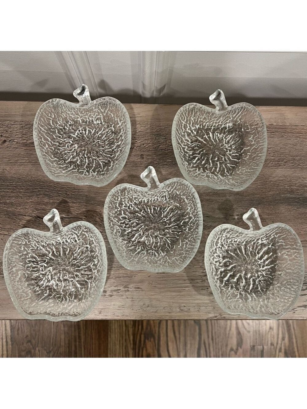 Vintage Glass Apple Shaped Fruit Serving Plates Bowls